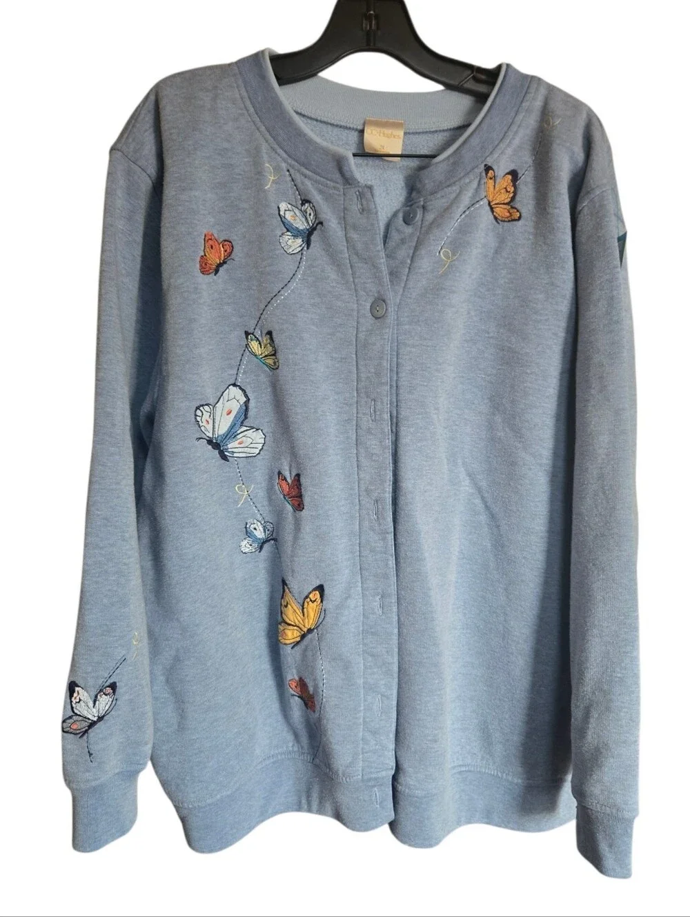 CC Hughes, Light Blue Butterfly Embroidered Cardigan